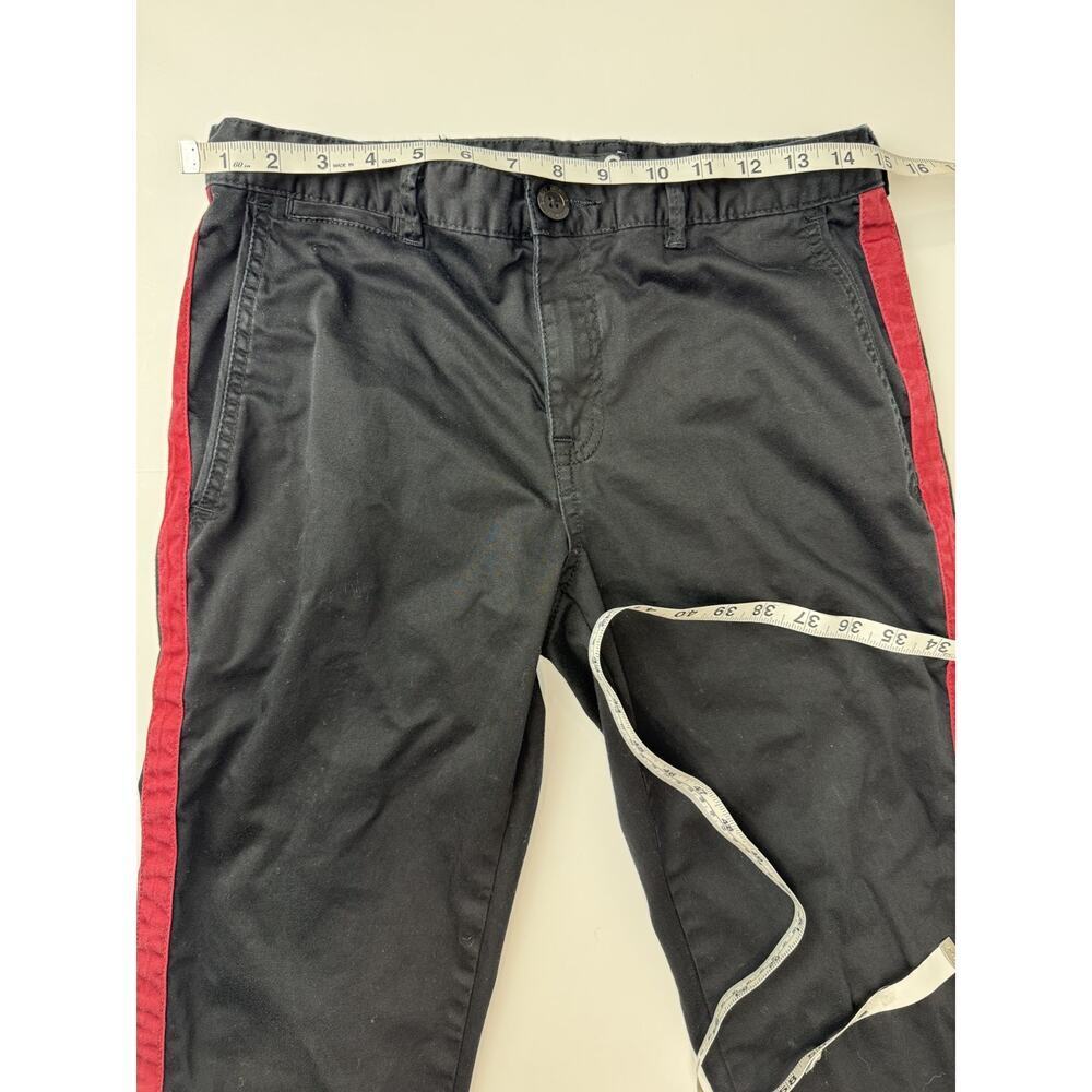 Guess G by Guess Black Skinny Pants Trousers Red Side Stripe Y2K Moto Punk 30*32 - Picture 3 of 10
